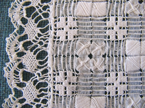 Drawn Thread Handkerchief with Bobbin Lace Edge
