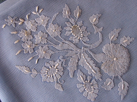 Italian Silk Chiffon Shadow Work Scarf