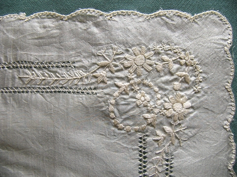 19th C Silk Voile Handkerchief