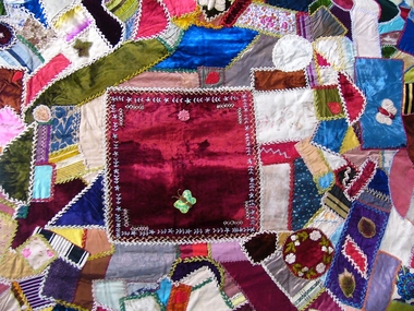 Textile - Patchwork Quilt, Crazy Patchwork Quilt, Begin 1892