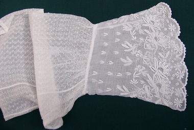 19th C Whitework on Spotted Muslin Under Sleeve