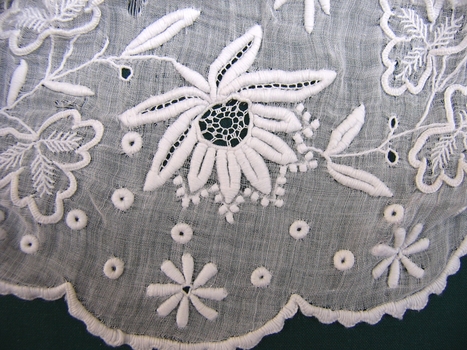 19th C Whitework on Spotted Muslin Under Sleeve