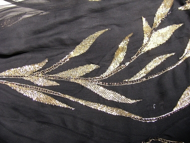 Black Chiffon Dress with Gold Beading
