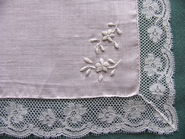 Pink Linen Embroidered Handkerchief