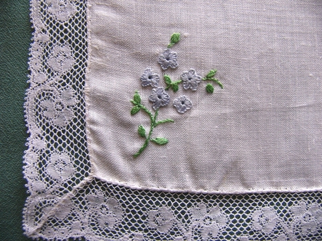 Pink Linen Embroidered Handkerchief