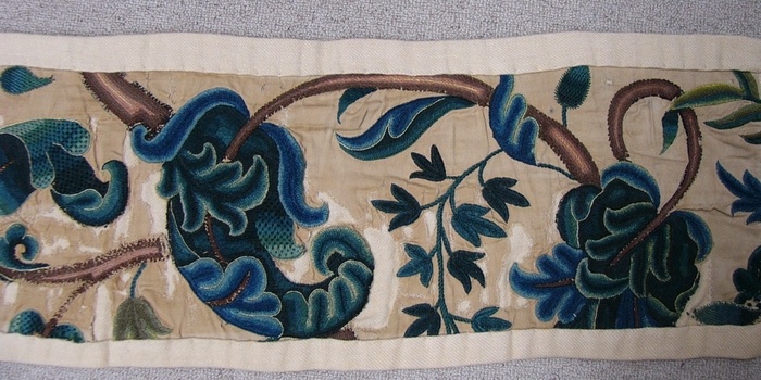 17th C Crewel Embroidery Panel