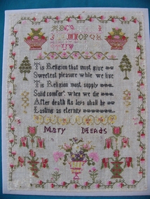 Textile - Mary Meads 1830 Sampler, Mary Meads, 1830