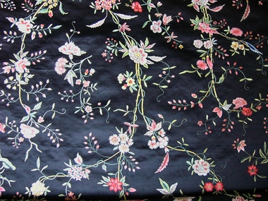 Fragment Embroidered Chinese Black Silk