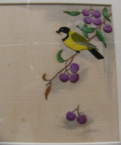 Artwork, other - Geoff Riley Embroidery, Geoff Riley, Golden Whistler with Lilli-Pilli, 1920-40