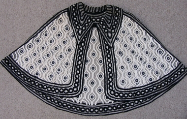 Clothing - Black and Cream Satin Rouleaux Cape, 1920-40