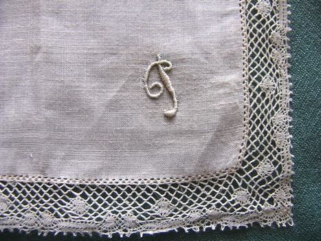 Linen Handkerchief with Lace Border