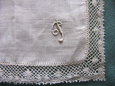 Linen Handkerchief with Lace Border