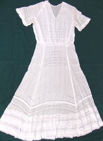 Clothing - 1920's White Voile Dress, Mrs Sally Wiseman (1904-1997), 1920's