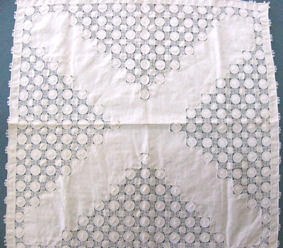 Cream Mat with Drawn Thread Embroidery