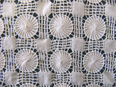 Cream Mat with Drawn Thread Embroidery