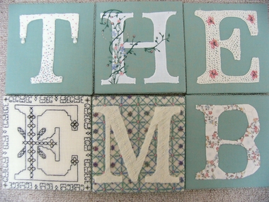 Textile - Set of 20 embroidered letters, Joyce Hodgson, 1990's