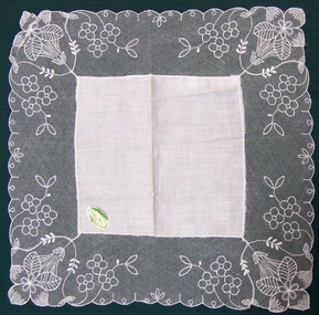 Irish Linen and Net Embroidery Handkerchief