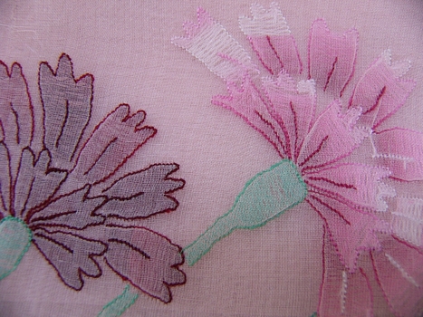 Organza  Shadow Work  Table Cloth and Twelve Napkins