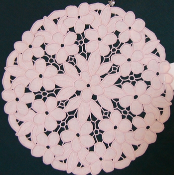 Pink Embroidered Madeira Doyley