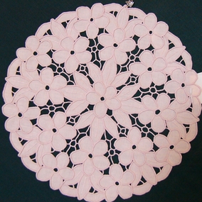 Pink Embroidered Madeira Doyley