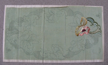 Textile - Moiré Silk Embroidery Table Centre Kit, 1900-20