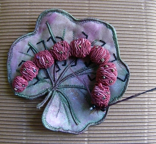 Textile - Caterpillar, Alice Gove, Caterpillar on Leaf, 2005