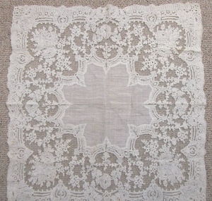 Cream Handkerchief with Machine Made Lace