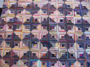 Textile - Log Cabin Quilt, N. (Eleanor) Harrison, 1894 Jan - Dec 1899 Not bound or backed