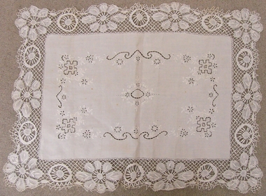 Textile - Cutwork & Bobbin Lace Pillow Sham