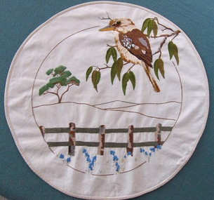 Textile - Kookaburra Embroidered Doyley, 1920's