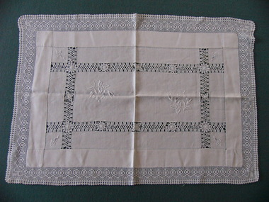 Textile - Drawn Thread Cloth with Crochet Border, Mrs Rose Collins (nee Taylor), c. 1920