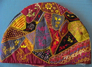 Textile - Crazy Patchwork Tea Cosy, Gertrude Chambers, 1893