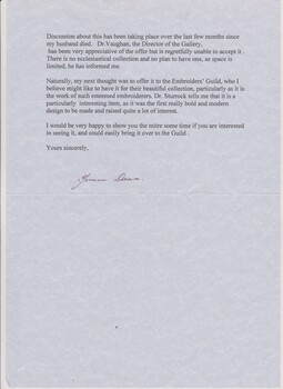 Archbishop Robert Dann Donation Letter