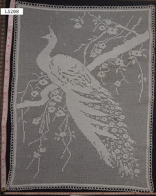 Textile - Filet Crochet Peacock Panel - Mary Card Design, Mary Card, 1920's