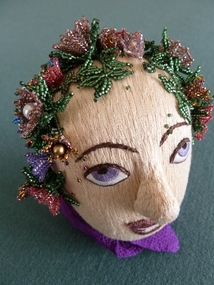 Artwork, other - Sculptured Head Decorated with Beads, Yvonne Walton, "A Fertile Mind", 2010