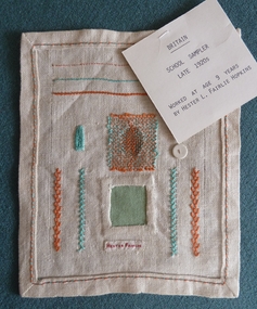 Textile - 1920's School Sampler, Hester Fairlie, Late 1920's