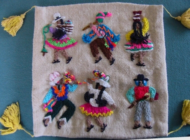 Textile - Bolivian Embroidered Cushion Cover, 1974
