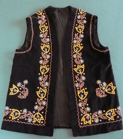Clothing - Black Velvet Beaded Jerkin, 1970's?