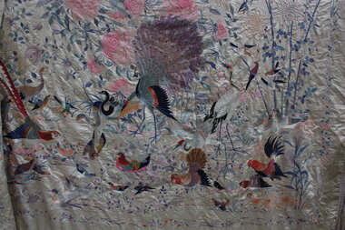 Clothing - Chinese Embroidered Birds Coverlet, 1900?