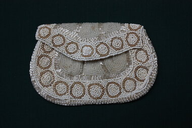 Accessory - Cream and White Beaded Evening Bag, 1920's