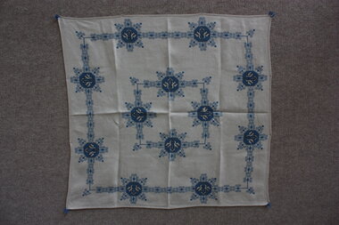 Textile - Assisi Embroidered Table Cloth, Mid 20th C