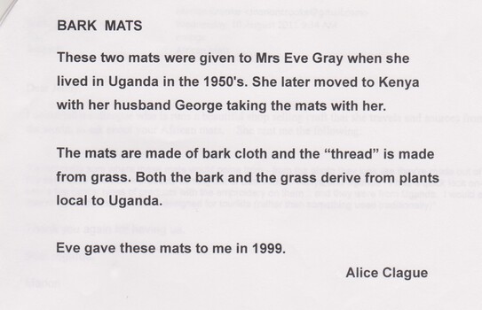 Ugandan Mat Bark and Grass Letter