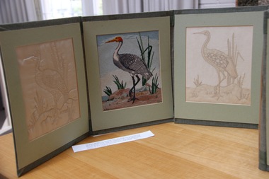 Textile - Folder, Mrs Edna Wark, "The Elegant Brolga", 20th C