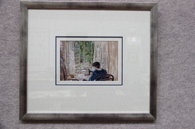Hans Heysen "Sewing - The Artist's Wife" Machine Embroidered Picture