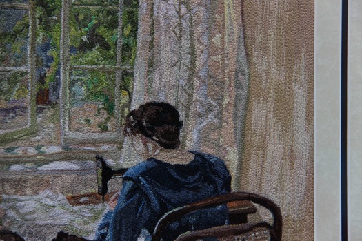 Hans Heysen "Sewing - The Artist's Wife" Machine Embroidered Picture