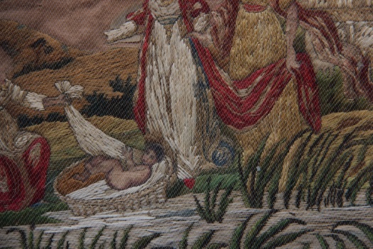 Moses in the Bullrushes Silk Embroidery