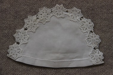 White Linen Tea Cosy with Crochet Medallions