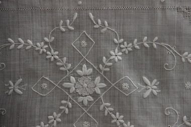 Embroidered Whitework Linen Mat