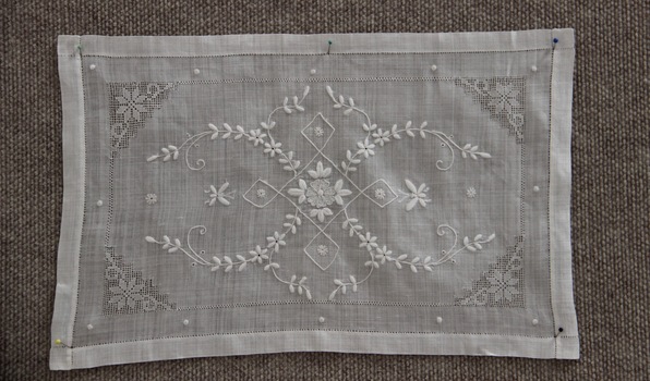 Embroidered Whitework Linen Mat