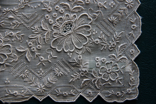 Chinese Whitework Embroidered Handkerchief